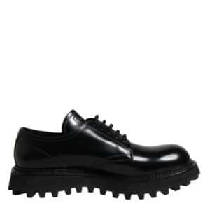 Dolce & Gabbana Black Leather Lace Up Derby Men Dress Shoes