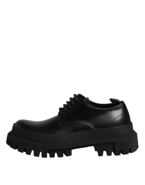 Dolce & Gabbana Black Leather Lace Up Derby Men Dress Shoes – Image 6