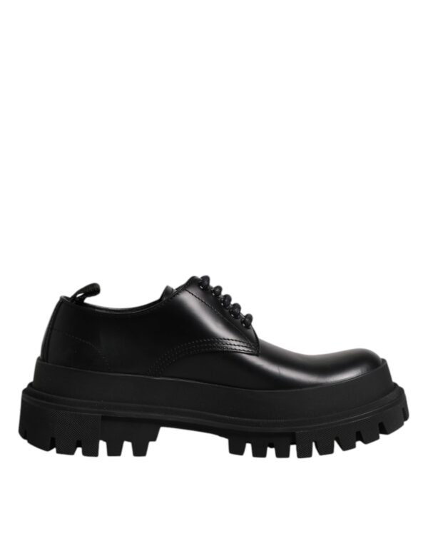 Dolce & Gabbana Black Leather Lace Up Derby Men Dress Shoes – Image 7