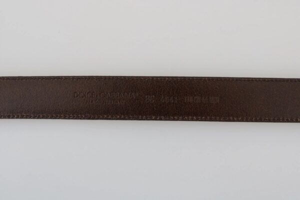 Dolce & Gabbana Blue Perforated Leather Gray Buckle Belt – Image 4
