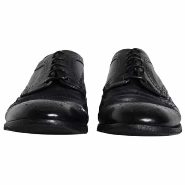 Dolce & Gabbana Dark Blue Leather Derby Wingtip Formal Shoes – Image 7