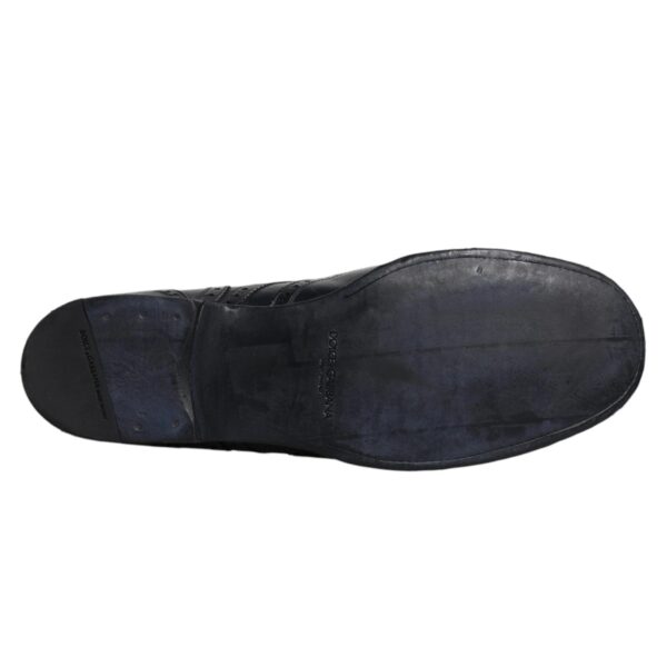 Dolce & Gabbana Dark Blue Leather Derby Wingtip Formal Shoes – Image 8