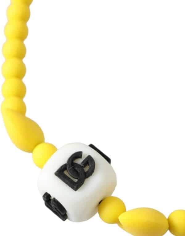Dolce & Gabbana Yellow Beaded Chain DG Logo Charm Accessory Necklace – Image 3