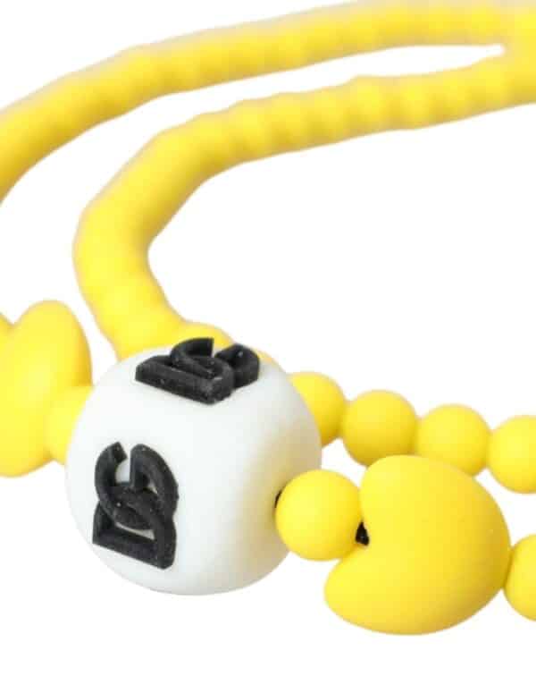 Dolce & Gabbana Yellow Beaded Chain DG Logo Charm Accessory Necklace – Image 4