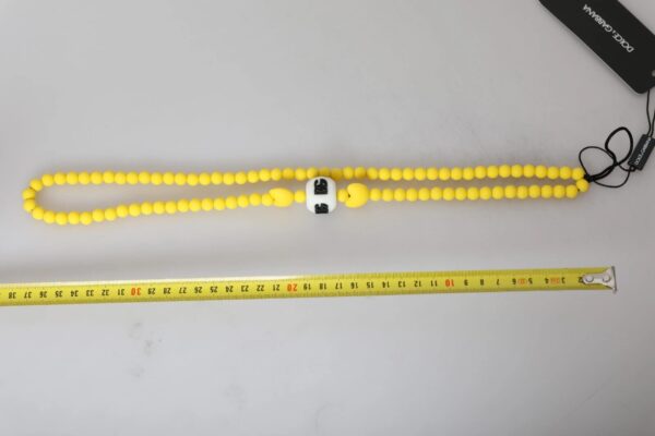 Dolce & Gabbana Yellow Beaded Chain DG Logo Charm Accessory Necklace – Image 5