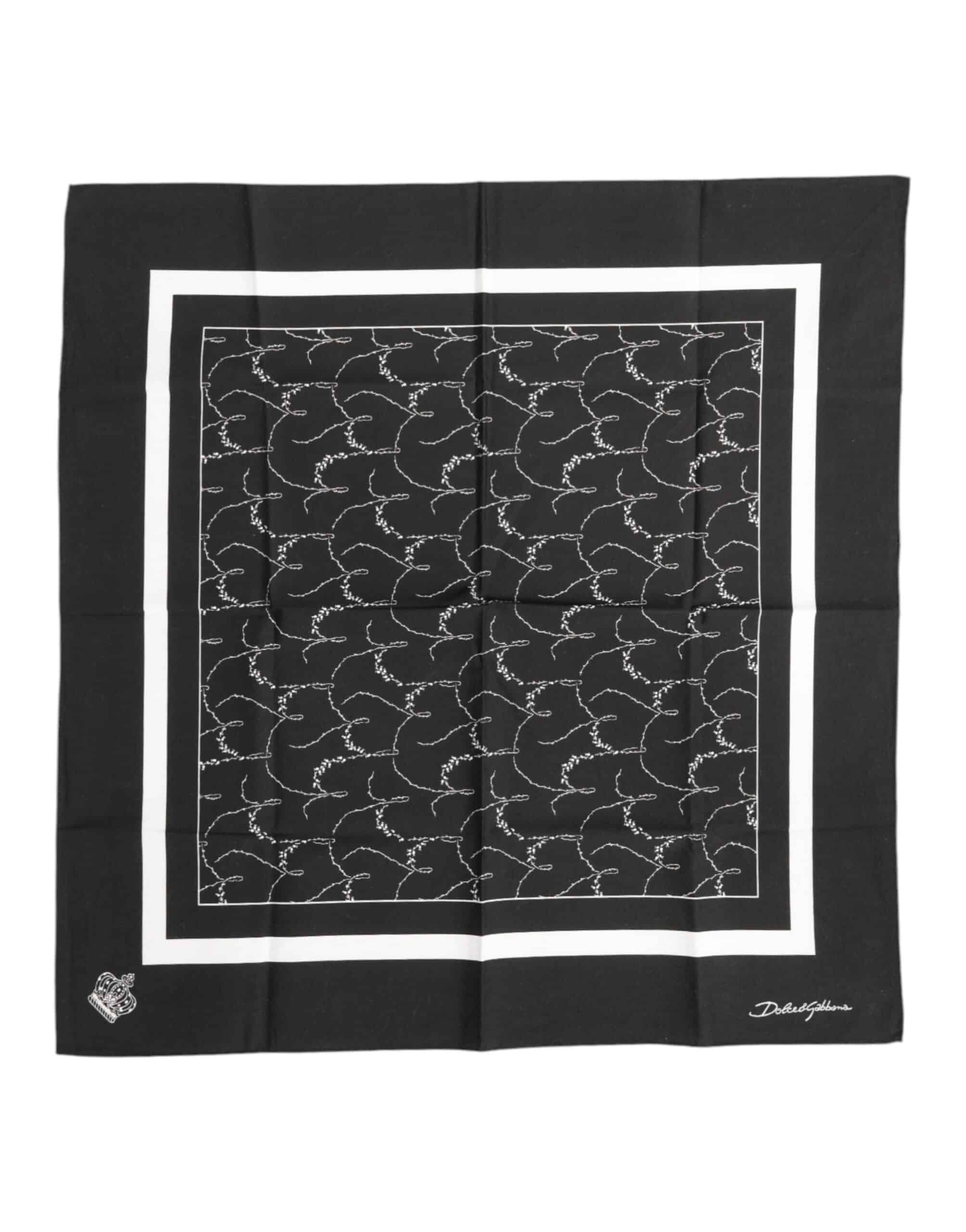 Dolce & Gabbana Black White Printed Square Foulard Scarf