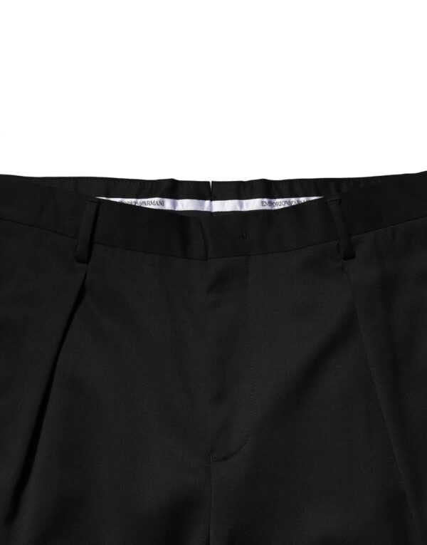 Emporio Armani Black Wool Straight Men Formal Pants – Image 5