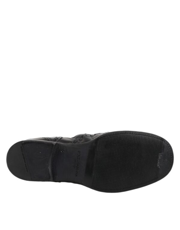 Dolce & Gabbana Black Leather Ankle Boots Slip On Shoes – Image 8