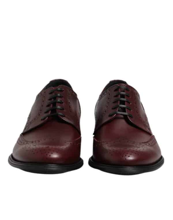 Dolce & Gabbana Brown Leather Lace Up Derby Dress Shoes – Image 2