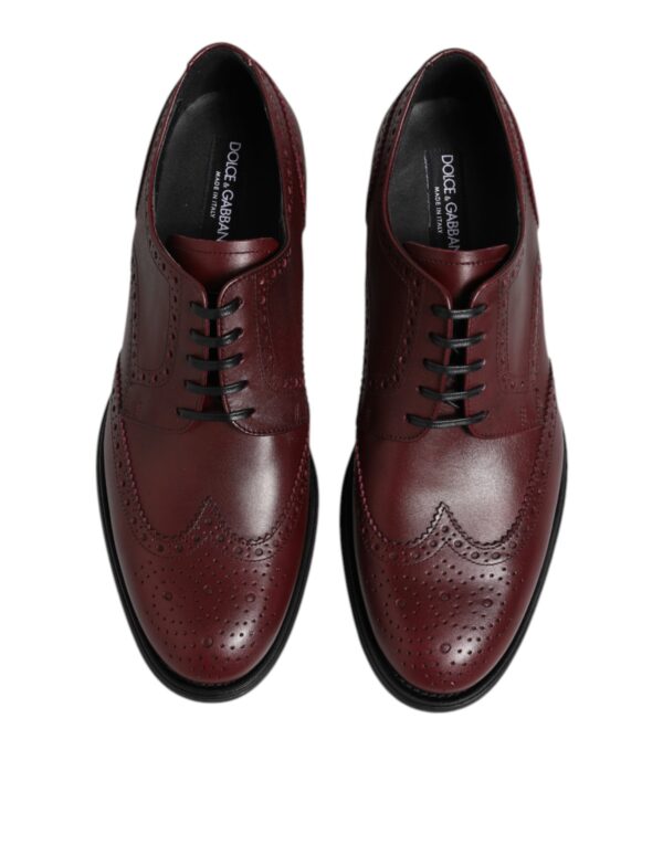 Dolce & Gabbana Brown Leather Lace Up Derby Dress Shoes – Image 3