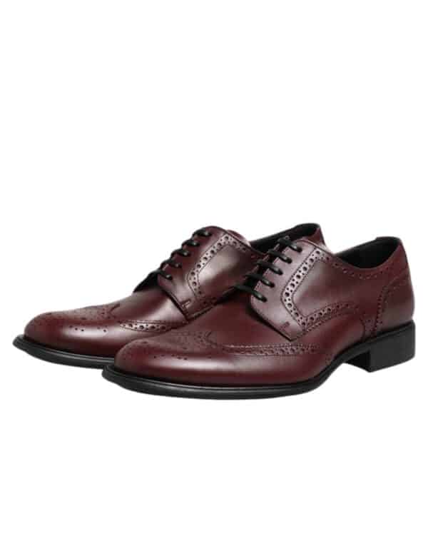 Dolce & Gabbana Brown Leather Lace Up Derby Dress Shoes – Image 4