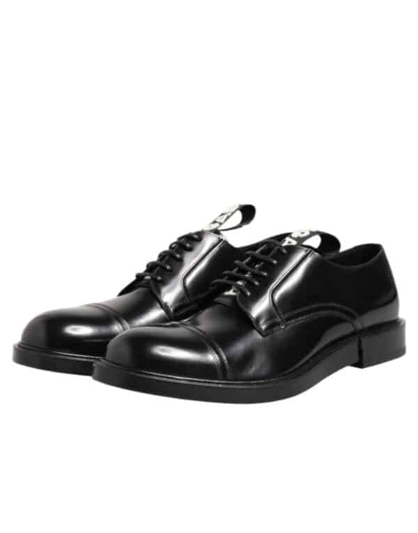 Dolce & Gabbana Black Leather Dress Lace Up Men Formal Shoes – Image 4