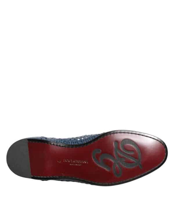 Dolce & Gabbana Blue Woven Leather Slip On Loafers Shoes – Image 8