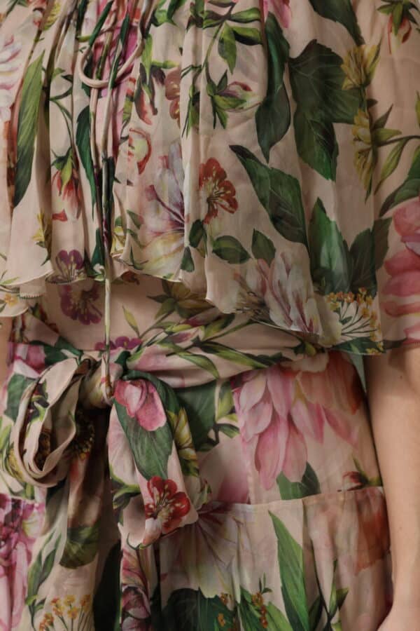 Dolce & Gabbana Pink Floral Print Tiered Long Maxi Dress – Image 5