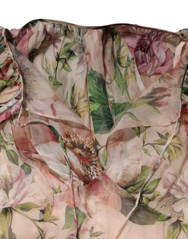 Dolce & Gabbana Pink Floral Print Tiered Long Maxi Dress – Image 6