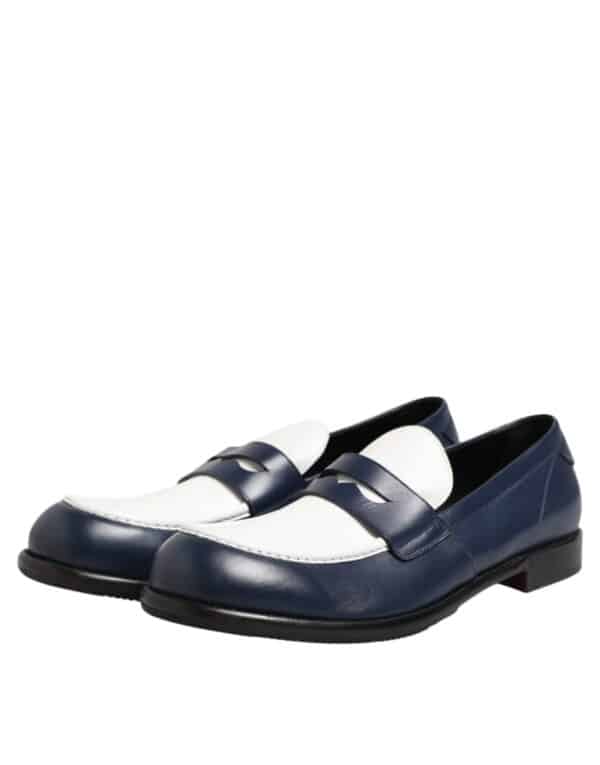 Dolce & Gabbana Black White Leather Slip On Loafers Men Dress Shoes – Image 4