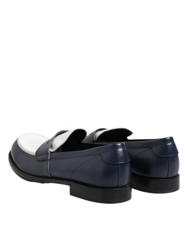 Dolce & Gabbana Black White Leather Slip On Loafers Men Dress Shoes – Image 5