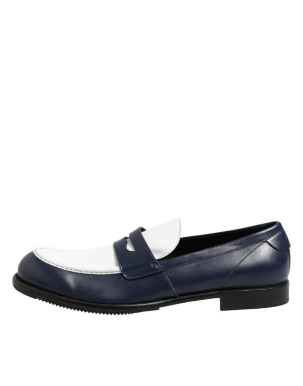 Dolce & Gabbana Black White Leather Slip On Loafers Men Dress Shoes – Image 6