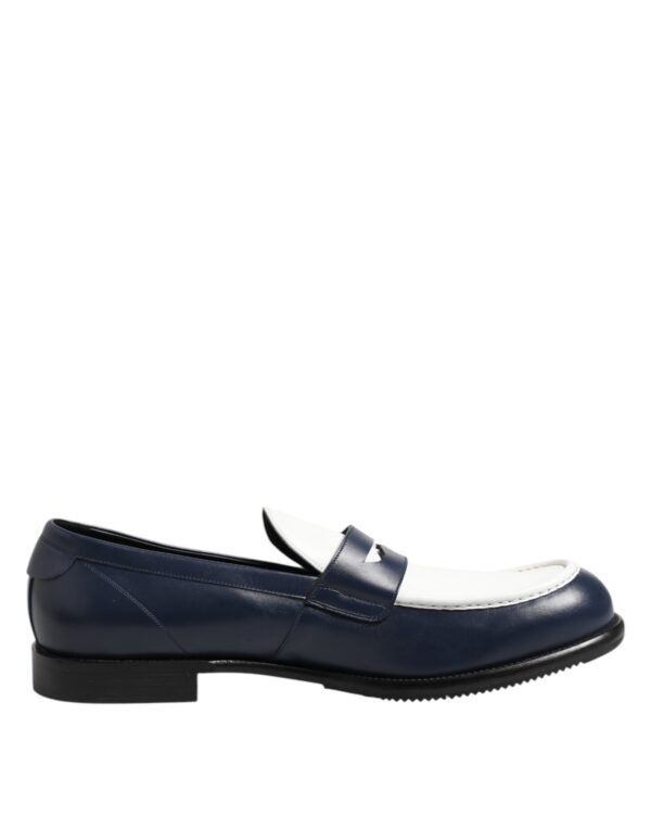 Dolce & Gabbana Black White Leather Slip On Loafers Men Dress Shoes – Image 7