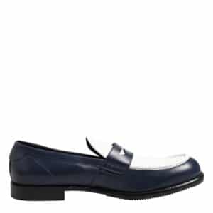 Dolce & Gabbana Black White Leather Slip On Loafers Men Dress Shoes