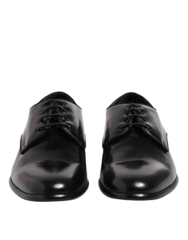 Dolce & Gabbana Black Leather Lace Up Derby Men Dress Shoes – Image 2
