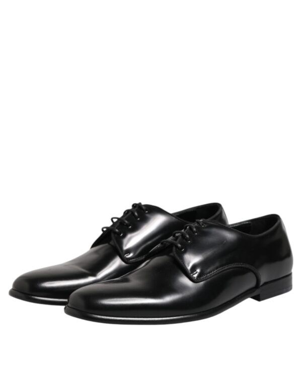 Dolce & Gabbana Black Leather Lace Up Derby Men Dress Shoes – Image 4