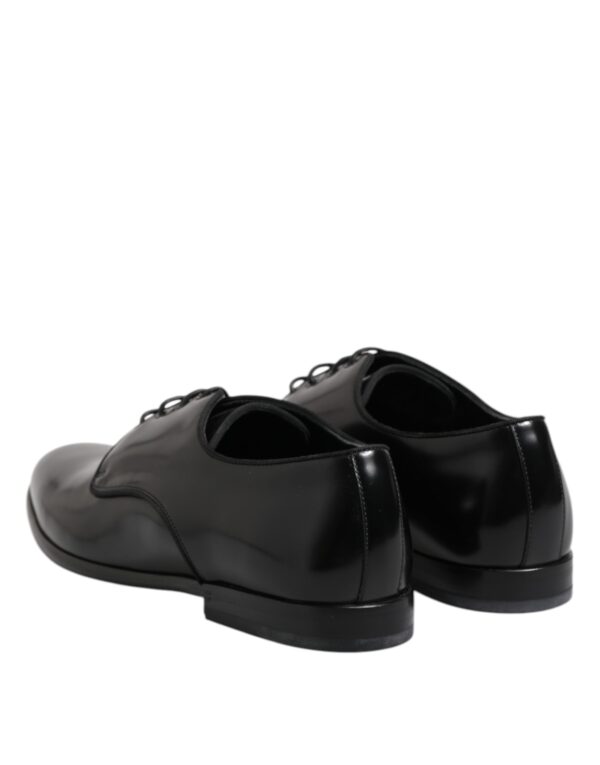 Dolce & Gabbana Black Leather Lace Up Derby Men Dress Shoes – Image 5