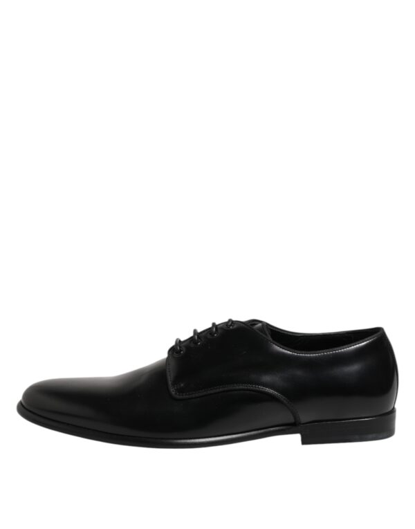 Dolce & Gabbana Black Leather Lace Up Derby Men Dress Shoes – Image 6