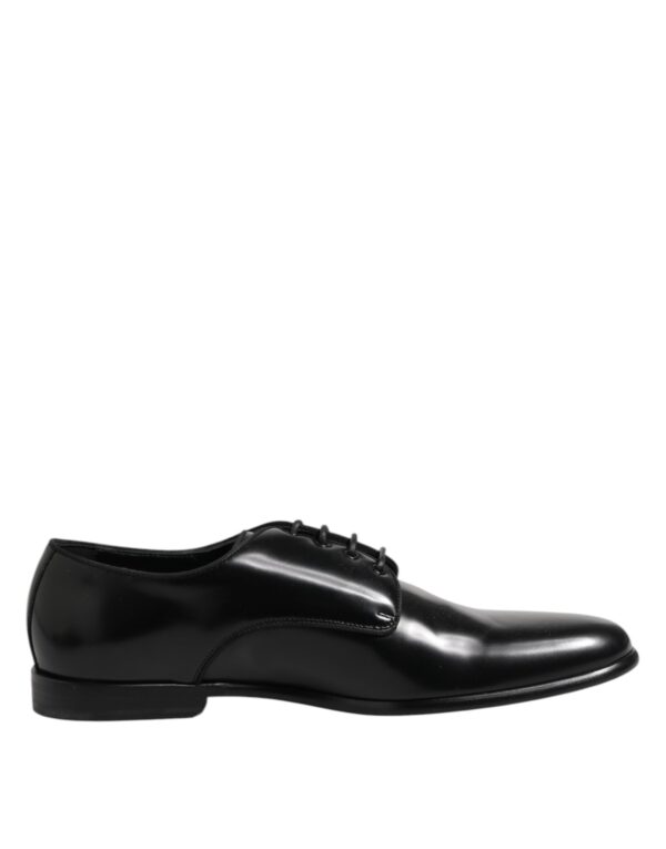 Dolce & Gabbana Black Leather Lace Up Derby Men Dress Shoes – Image 7