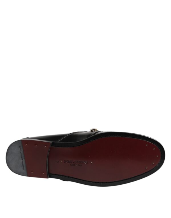 Dolce & Gabbana Black Leather Chain Slip On Loafers Men Dress Shoes – Image 8