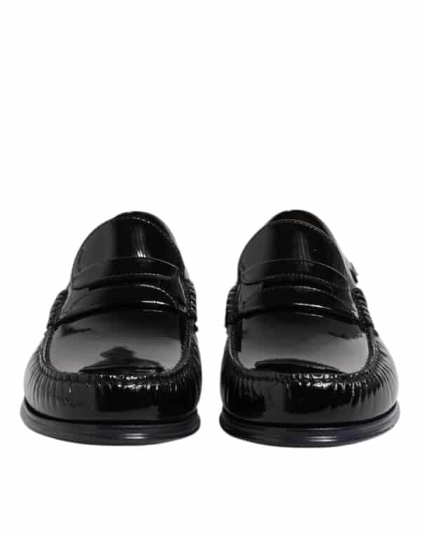 Dolce & Gabbana Black Leather Slip On Loafers Dress Shoes – Image 2