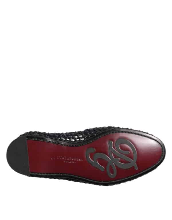 Dolce & Gabbana Black Woven Leather Slip On Loafers Men Shoes – Image 8