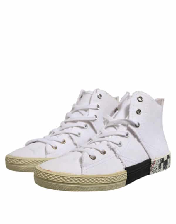 Maison Margiela White Lace Up Mid Top Women Sneakers Shoes – Image 3