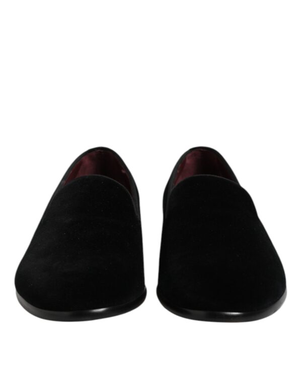 Dolce & Gabbana Black Velvet Slip On Loafers Formal Shoes – Image 2