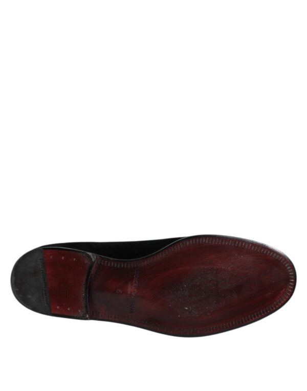 Dolce & Gabbana Black Velvet Slip On Loafers Formal Shoes – Image 8