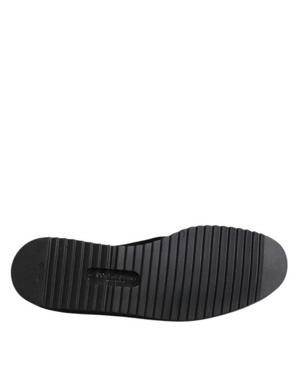 Dolce & Gabbana Black Embroidered Crown Loafers Shoes – Image 8