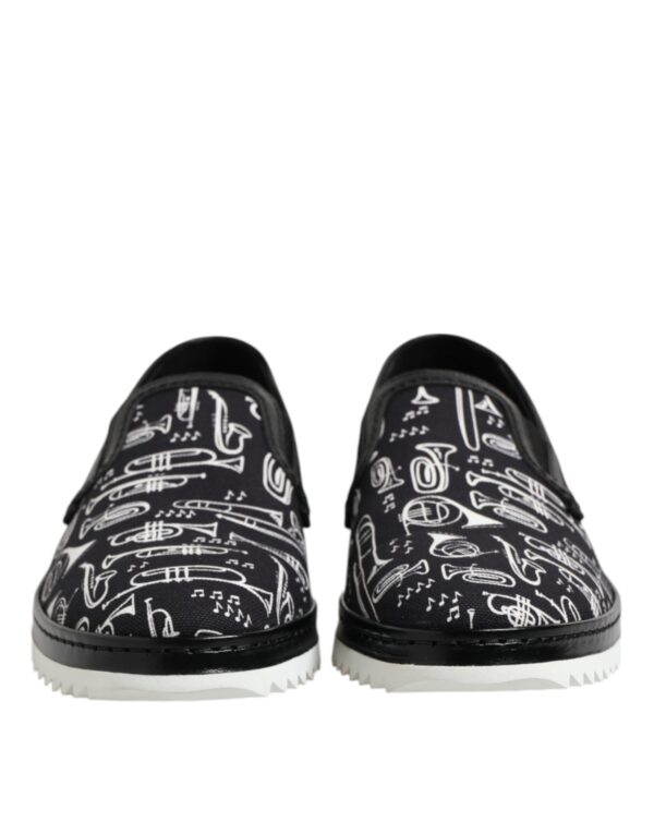 Dolce & Gabbana Black Slip On Printed Men Loafers Shoes – Image 2