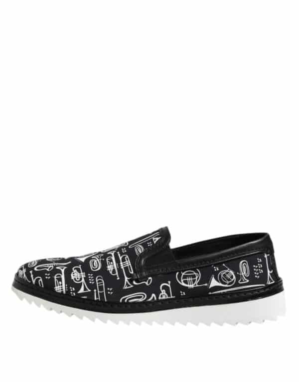 Dolce & Gabbana Black Slip On Printed Men Loafers Shoes – Image 6