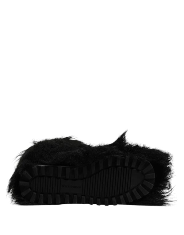 Dolce & Gabbana Black Faux Fur Mid Calf Boots Shoes – Image 8