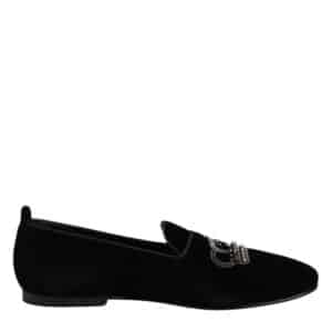 Dolce & Gabbana Black Velvet Crystal Crown Loafers Dress Shoes