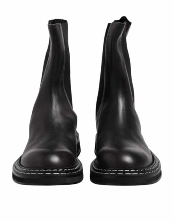 Dolce & Gabbana Black Leather Mid Calf Boots Flats Shoes – Image 2