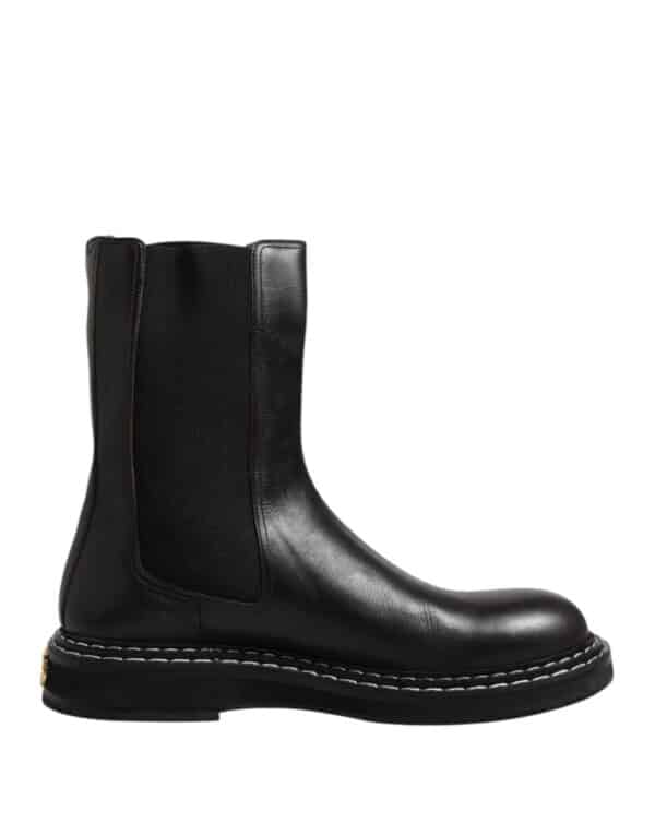 Dolce & Gabbana Black Leather Mid Calf Boots Flats Shoes – Image 7