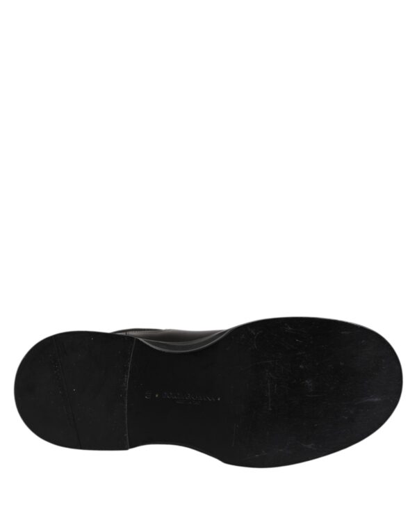 Dolce & Gabbana Black Leather Mid Calf Boots Flats Shoes – Image 8