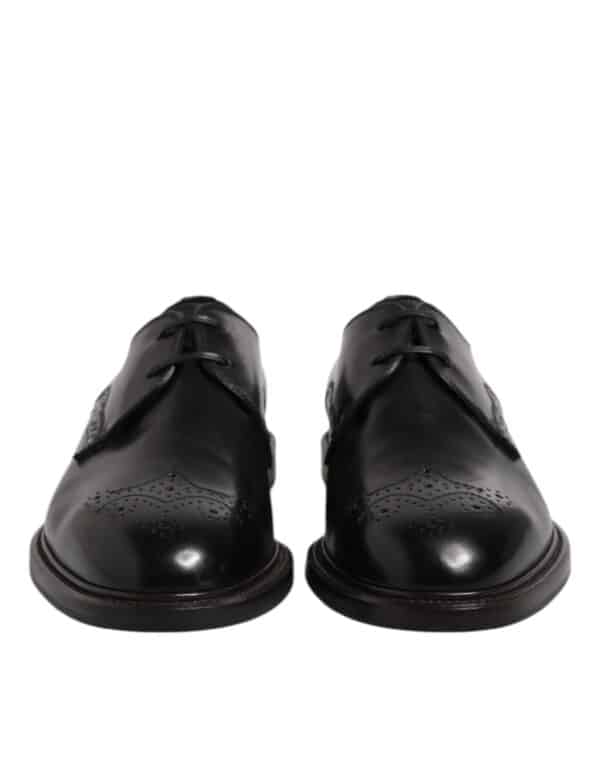 Dolce & Gabbana Black Leather Derby Wingtip Formal Shoes – Image 2