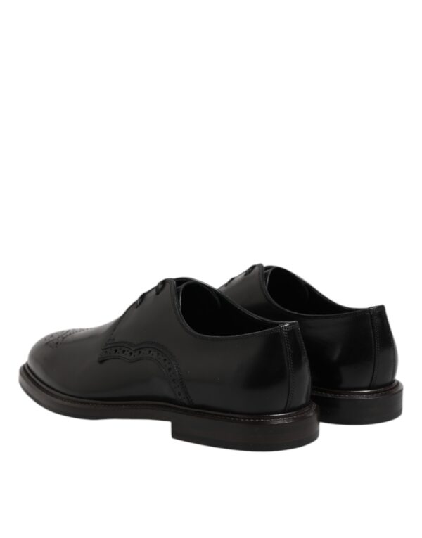 Dolce & Gabbana Black Leather Derby Wingtip Formal Shoes – Image 5