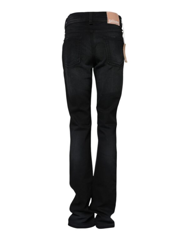 John Galliano Black Cotton Mid Waist Tapered Denim Jeans – Image 3