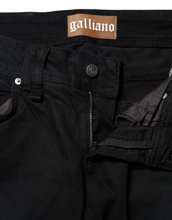 John Galliano Black Cotton Mid Waist Tapered Denim Jeans – Image 4