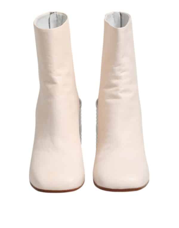 Maison Margiela White Calf Leather Can Heel Boots Shoes – Image 2