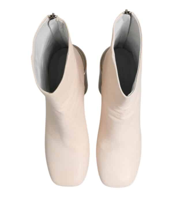 Maison Margiela White Calf Leather Can Heel Boots Shoes – Image 3
