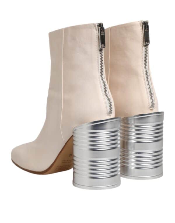 Maison Margiela White Calf Leather Can Heel Boots Shoes – Image 5